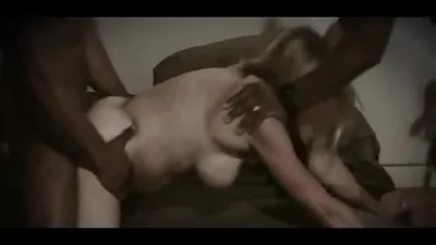 Three black men give a mature blonde wild sex